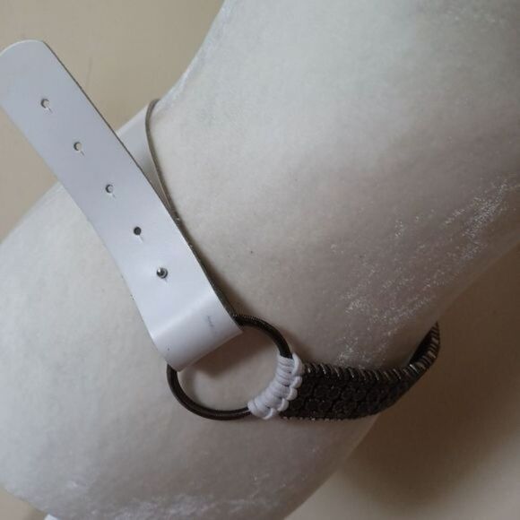 Antoniazzi Firenze Sz L White Leather Belt Boho Artsy Cowgirl Western Modernist main image 7